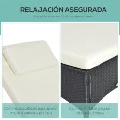 Outsunny Conjunto De 2 Tumbonas De Ratán De Jardín Chaise Longue Con Respaldo Ajustable En 5 Posiciones Cojines Acolchados Reposacabezas Y 2 Ruedas 200x73x72-103 Cm Negro 15 Outsunny Conjunto De 2 Tumbonas De Ratán De Jardín Chaise Longue Con Respaldo Ajustable En 5 Posiciones Cojines Acolchados Reposacabezas Y 2 Ruedas 200x73x72-103 Cm Negro -Jardín Muebles Ventas ac6e3a723d492a21f6671884fc1cf36a76a56e59 bc187db976e0493cae28a2105f1b457f