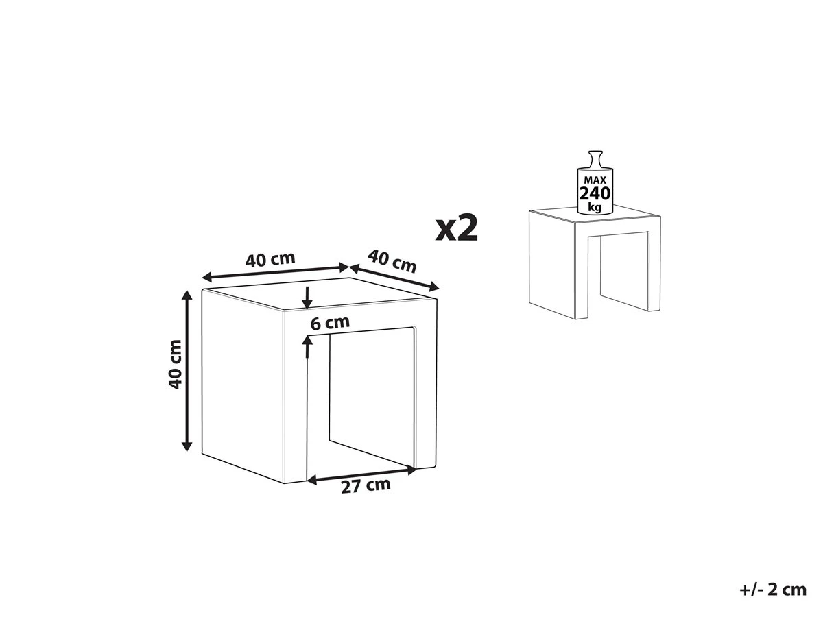 Conjunto De 2 Sillas De Jardín De Cemento Reforzado Gris TARANTO 5 Conjunto De 2 Sillas De Jardín De Cemento Reforzado Gris TARANTO - Imagen 3