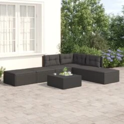 Set Muebles De Jardín 6 Piezas Y Cojines Ratán Sintético Negro VidaXL -Jardín Muebles Ventas ad4ef017e361207ac9b6012cbe9bba06dd3aa6f3 93fde4bcd3314fe3b245e997dce21562