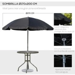 Outsunny Conjunto De Muebles Para Jardín Con 4 Sillas 1 Mesa Y 1 Parasol Texteline Aluminio Y Poliéster Negro -Jardín Muebles Ventas af502fd2366d368fd704e82cc4cb09ea682dc312 38040ccd9ae14b94834ad68a6f3b03a2