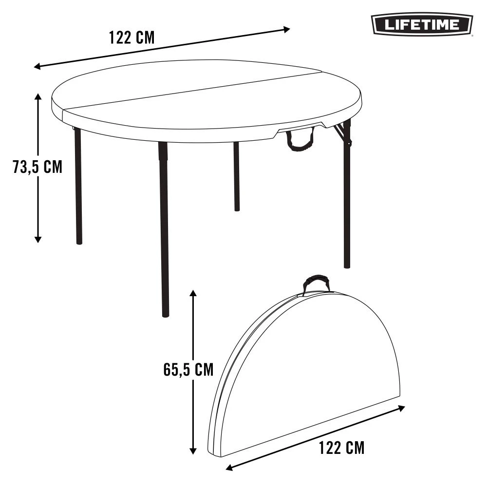 Mesa Redonda Plegable LIFETIME Ø122 X 74 Cm 10 Mesa Redonda Plegable LIFETIME Ø122 X 74 Cm - Imagen 8