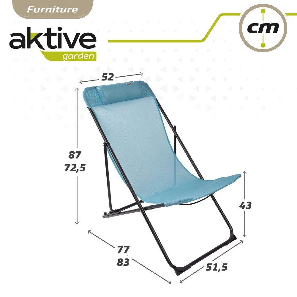 Silla Tumbona Plegable De Jardín Multiposición Azul Con Asa Aktive 6 Silla Tumbona Plegable De Jardín Multiposición Azul Con Asa Aktive - Imagen 4