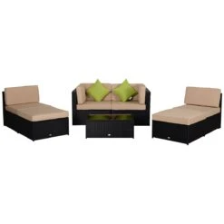 Outsunny Conjunto Muebles De Jardín De Ratán 7 Piezas Mesa Sofás Taburetes Con Cojines Lavables 2xSofá De Esquina 2xSofá 2xTaburete 1xMesa De Centro -Jardín Muebles Ventas b06c26a310a515cb5b7e10235add3592dfa71fba 2421c92d6e9448898566a886c9ec2664