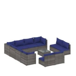 Set De Muebles De Jardín 12 Pzas Cojines Ratán Sintético Gris VidaXL