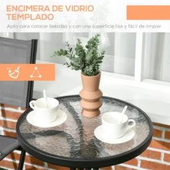 Outsunny Conjunto De Muebles De Jardín 3 Piezas Set De Muebles Exterior Incluye Mesa Con Encimera De Vidrio Templado Y 2 Sillones Plegable Con Respaldo Y Asiento De Texteline Gris -Jardín Muebles Ventas b267550b225581317b9f4e91ba1b5fd360880736 56198f948d5c45c79182e0cd7a1bd34a
