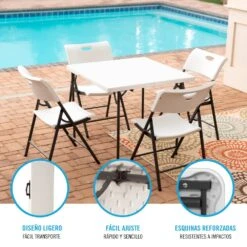 Mesa Cuadrada Plegable Blanco LIFETIME 94x94x74 Cm -Jardín Muebles Ventas b58484829f4e438d239b785a956c65c5cee4fee9 d4e9d5194d3f4f7bad60b1d959dab58e