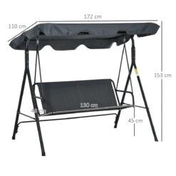 Outsunny Columpio Balancín De Jardín Exterior De 3 Plazas Con Cojín Techo Ajustable Y Marco De Acero Para Balcón Terraza Patio Carga Máx. 200 Kg 172x110x153 Cm Gris -Jardín Muebles Ventas b5f360a13464b564d31fd961bcfb1266b08bffb6 2006653954e44b239b56868b3978bbd2