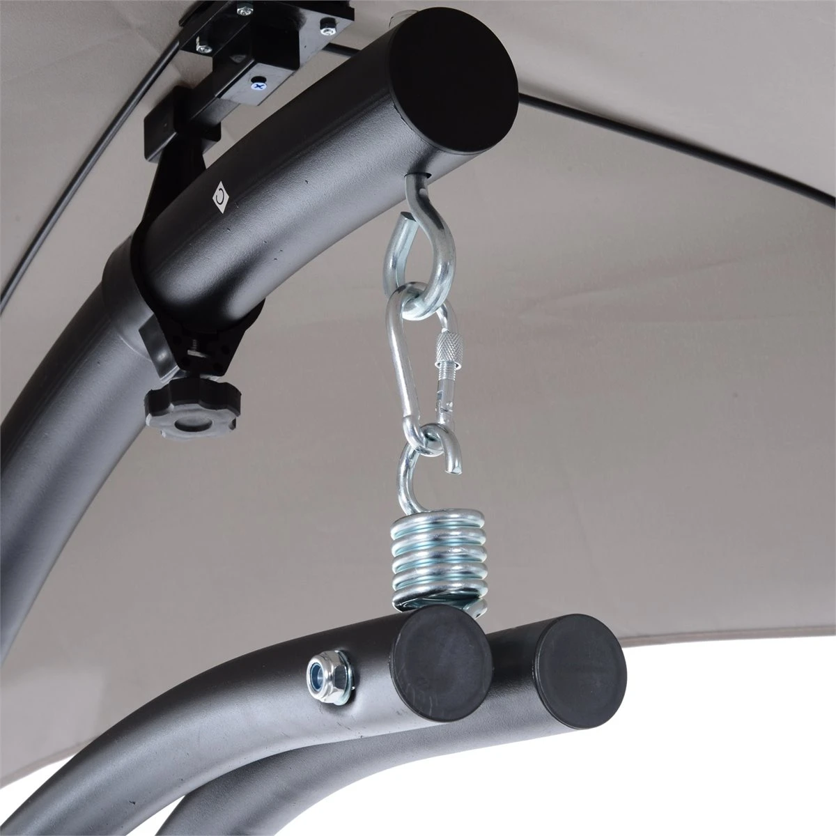 Outsunny Tumbona Colgante Con Sombrilla Protección UV Hamaca Sillón Con Toldo Estructura Estable Cuerda Antivuelco Y Forma Ergonómico Para Jardín Patio Terraza Metal 190x110x190 Cm Gris 12 Outsunny Tumbona Colgante Con Sombrilla Protección UV Hamaca Sillón Con Toldo Estructura Estable Cuerda Antivuelco Y Forma Ergonómico Para Jardín Patio Terraza Metal 190x110x190 Cm Gris - Imagen 10