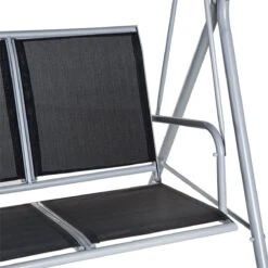 Outsunny Columpio Balancín Jardín De 3 Plazas Con Toldo Ajustable Respaldo Transpirable Y Marco De Metal Para Terraza Balcón Exterior Carga 240 Kg 171x108x154 Cm Negro -Jardín Muebles Ventas bb03fee50014f5cd57dc0c9509fad625be6ab367 9a5373f3e87947a2be3667804d95bb6b