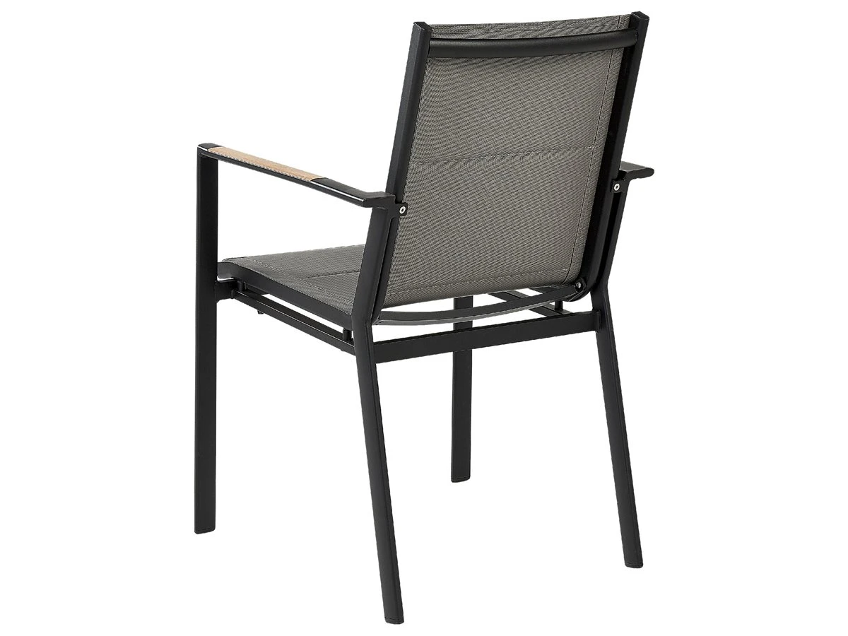 Conjunto De 4 Sillas De Jardín De Metal Negro/gris/madera Clara BUSSETO 9 Conjunto De 4 Sillas De Jardín De Metal Negro/gris/madera Clara BUSSETO - Imagen 7