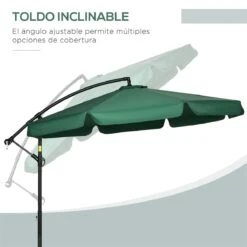 Outsunny Sombrilla De Jardín Ø293x240 Cm Parasol Excéntrico Con Rotación De 360° Manivela Base Cruzada Y Soporte De Acero Para Terraza Patio Balcón Verde -Jardín Muebles Ventas bdaadec01c0d7c5e2af723607af19a6241740937 d691a990ec6d437d944d2d4893f2cc67