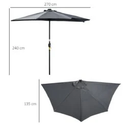 Outsunny Sombrilla Semicircular Con 24 Luces LED Solar 270x135x240 Cm Parasol De Jardín Con Manivela Techo De Ventilación Para Pared Terraza Gris -Jardín Muebles Ventas bdb412c6cef80dcdb86c183c552b98b8f9b5fdb3 9d18978e9b6f49e8a9d7d19966e53c3d
