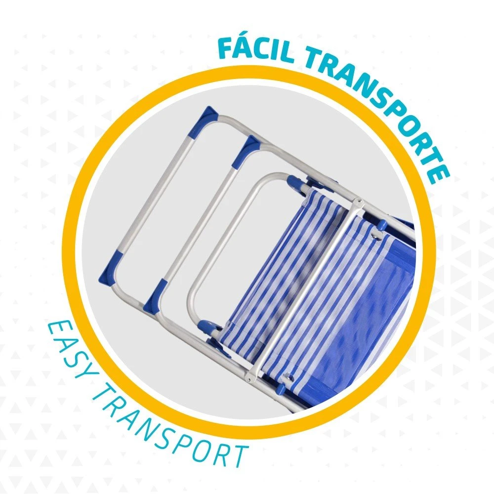 Silla Plegable Aluminio 7 Posiciones Con Cojín 47x61x118 Cm Aktive Beach 6 Silla Plegable Aluminio 7 Posiciones Con Cojín 47x61x118 Cm Aktive Beach - Imagen 4