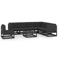 Set De Muebles De Jardín 8 Pzas Con Cojines Madera Pino Negro VidaXL -Jardín Muebles Ventas c041667f20da80235b5cdc3af0bc6fb32f7de108 b8352a9ddad942b2adec211f09ec129d