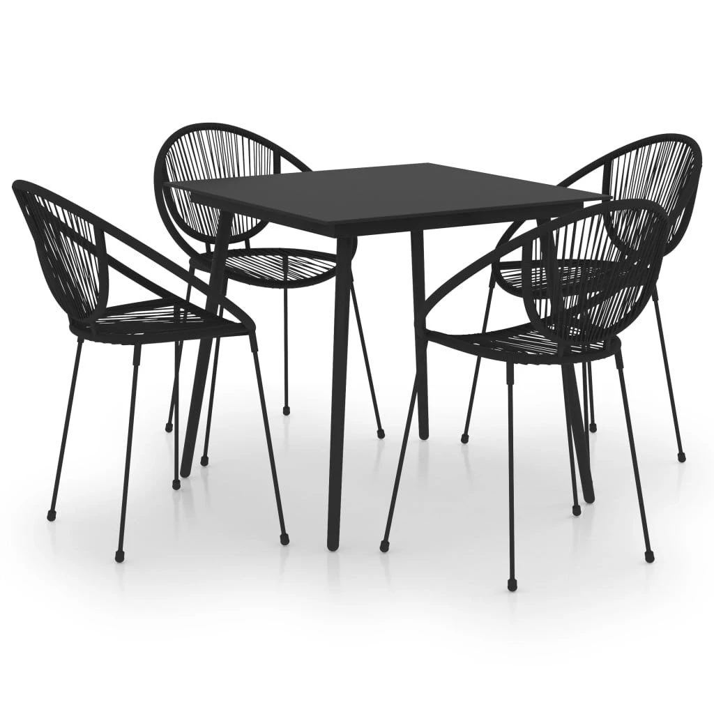 Juego De Comedor Para Jardín 5 Piezas Ratán PVC Negro VidaXL 4 Juego De Comedor Para Jardín 5 Piezas Ratán PVC Negro VidaXL - Imagen 2