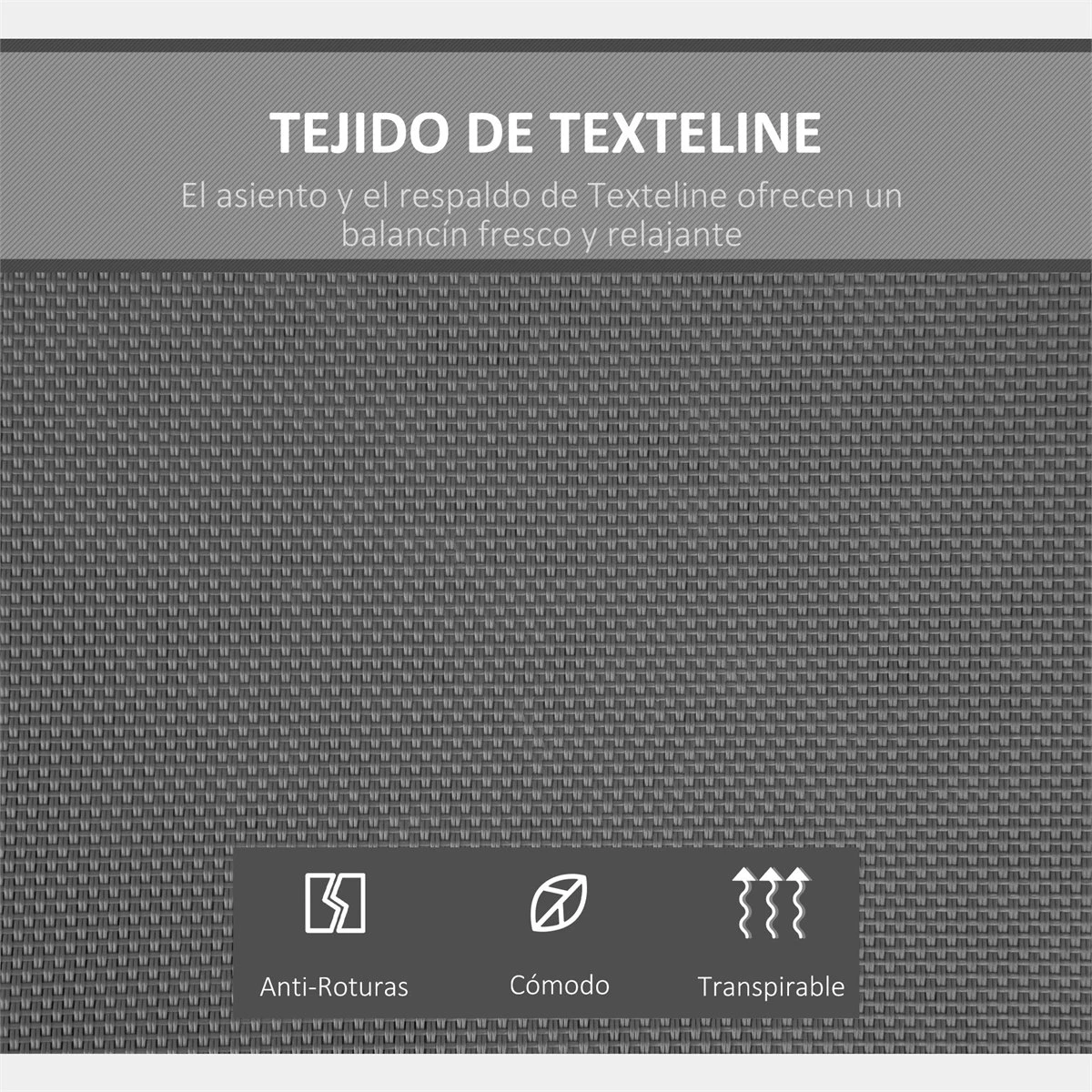 Outsunny Columpio Balancín De Jardín De 2 Plazas Con Techo Ajustable Respaldo Transpirable Y Marco De Acero Para Balcón Terraza Exterior Carga Máx. 220 Kg 150x110x170 Cm Gris 8 Outsunny Columpio Balancín De Jardín De 2 Plazas Con Techo Ajustable Respaldo Transpirable Y Marco De Acero Para Balcón Terraza Exterior Carga Máx. 220 Kg 150x110x170 Cm Gris - Imagen 6