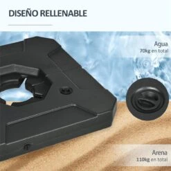 Outsunny 2 Pesos Para Base De Sombrilla Rellenable De Arena 110 Kg O Agua 70 Kg Para Base Cruzada De Parasol Sombrilla Cantilever Para Jardín Terraza Exterior 88,5x88,5x12 Cm Negro -Jardín Muebles Ventas c1803dd6e9681fd1eb11258e4af32e2bf79f96dd 7d78a74002584366989d29708506078b
