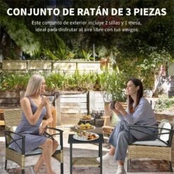 Outsunny Conjunto Mesa Y 2 Sillas De Jardín De Ratán 3 Piezas Juego De Muebles De Mimbre Con 2 Cojines Acolchados Y Marco De Acero Para Terraza Balcón 46x46x48 Cm Y 59x71x80 Cm Marrón -Jardín Muebles Ventas c1e6ec37a246d46cc8e9d4c45e480af895b32f89 368f97e14eb84e16a81571fbe061dcb7