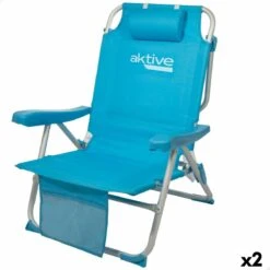 Silla Plegable Con Reposacabezas Aktive 49 X 80 X 58 Cm Azul (2 Unidades)