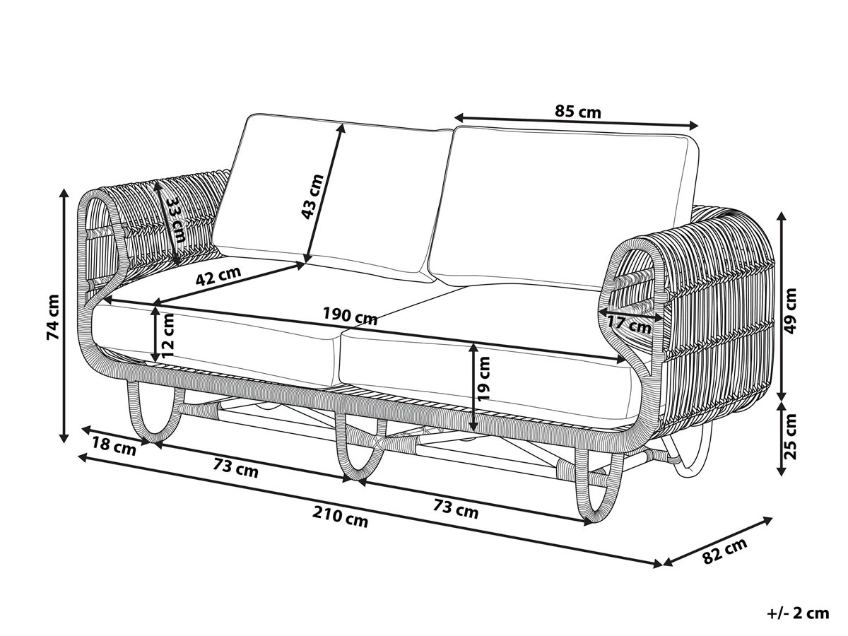 Sofá De Ratán Natural 2 Plazas DOLCEDO 5 Sofá De Ratán Natural 2 Plazas DOLCEDO - Imagen 3