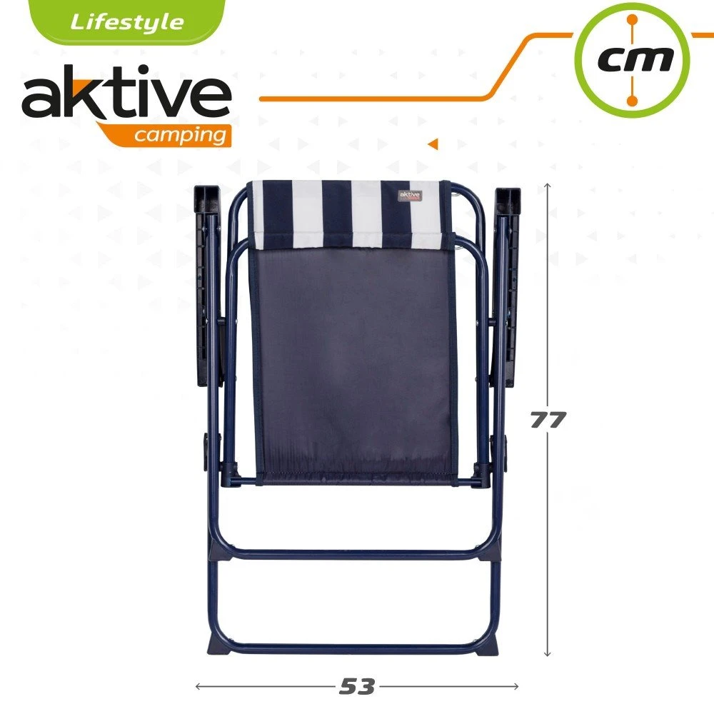 Silla Plegable Fija Rayas Marineras Aktive Garden 9 Silla Plegable Fija Rayas Marineras Aktive Garden - Imagen 7