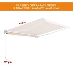 Outsunny Toldo Retráctil Con Manivela Toldo De 300x250cm Con Brazo Articulado De Aluminio Y Poliéster 280g/m² Rayas Naranja Beige Y Blanco -Jardín Muebles Ventas c4073007b731137044eb4ed0bb89276ccba16e48 e73e93ba7b4b450da6154c822084ff10