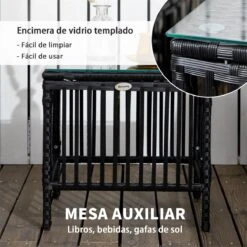 Outsunny Conjunto De 2 Tumbonas De Jardín Exterior Tumbonas De Mimbre Tejido Con Mesa De Tapa De Vidrio Respaldo Reclinable De 5 Posiciones Y Cojines Suaves 196x54x32 Cm Negro -Jardín Muebles Ventas c49e9140f2d1e276854b32b62969b355ea685605 fdac4e56cfdb4c90a2bb91b6c0e0d2c4