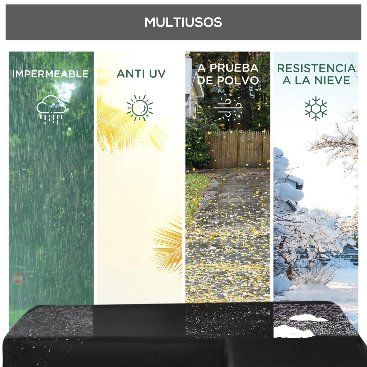 Outsunny Funda Protectora Para Muebles De Jardín En Forma De L Cubierta Para Sofás Exterior Con Hebillas De Tracción Tela Oxford 600D Impermeable 260x192x82 Cm Negro 8 Outsunny Funda Protectora Para Muebles De Jardín En Forma De L Cubierta Para Sofás Exterior Con Hebillas De Tracción Tela Oxford 600D Impermeable 260x192x82 Cm Negro - Imagen 6