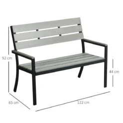 Outsunny Banco De Jardín De 2 Plazas De Plástico Banco Para Exterior Con Respaldo Reposabrazos Y Marco De Acero Para Terraza Balcón Porche Carga 240 Kg 122x65x92 Cm Gris -Jardín Muebles Ventas c577317147933f1dad07a700ac474b7a0991a047 83b24cccae714103a111ad3c0154f3b7