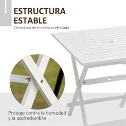 Outsunny Mesa De Jardín Plegable De Madera Maciza Con Agujero Para Sombrilla Mesa Cuadrada De Exterior Para Camping Viaje Picnic Terraza Balcón 70x70x70 Cm Blanco -Jardín Muebles Ventas c999ad0242eb93399ad6b25c1172115f50c838fd e3e10f8fc95142939c23fade76ed20da