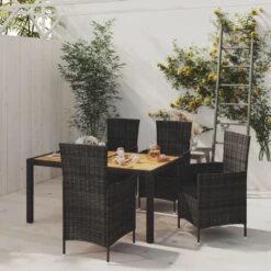 Juego De Comedor Jardín 5 Pzas Y Cojines Ratán Sintético Negro VidaXL -Jardín Muebles Ventas ca4173abe45a76945ee1b6187614575c0bf997dd 176f0eb2e99e45f2ba0fb9ae30963891