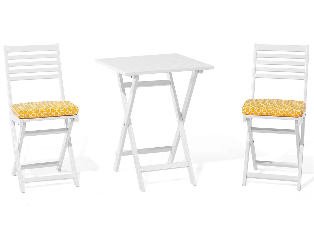 Conjunto De Balcón Blanco Con Cojines Amarillos FIJI 4 Conjunto De Balcón Blanco Con Cojines Amarillos FIJI - Imagen 2