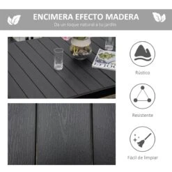 Outsunny Mesa De Jardín Rectangular Para 6 Personas Mesa De Comedor Exterior 140x90x74 Cm Con Encimera De Listones Y Estructura De Aluminio Para Terraza Balcón Negro -Jardín Muebles Ventas cd50a2ef826ac5e37f721345b45244d8cb135e88 d38cecdb78924bef95aed1d2f091f281