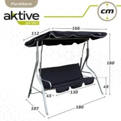 Balancín Para Jardín Negro C/toldo Inclinable 3 Plazas Aktive -Jardín Muebles Ventas cfc198fedf56ff8f8eab7f5d8481575c31e66fea 64535e2ceae14078a3af2e3420f79f97