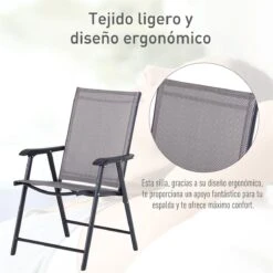 Outsunny Conjunto De 2 Sillas Plegables Para Exterior Con Reposabrazos Sillas Para Balcones Jardín Terraza Metal Texteline Carga 100kg 58x64x94 Cm Gris -Jardín Muebles Ventas d1d5480738bc4785b7857819c4dfacae62ec3fa2 a7ac4ab2a6f442be9e1d460ab2976aae