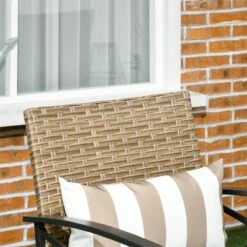 Outsunny Conjunto Mesa Y 2 Sillas De Jardín De Ratán 3 Piezas Juego De Muebles De Mimbre Con 2 Cojines Acolchados Y Marco De Acero Para Terraza Balcón 46x46x48 Cm Y 59x71x80 Cm Marrón -Jardín Muebles Ventas d279d9d65c373b398be285a3978f68f6cdbb4986 00c4198376b543daa2509d57722a7daf