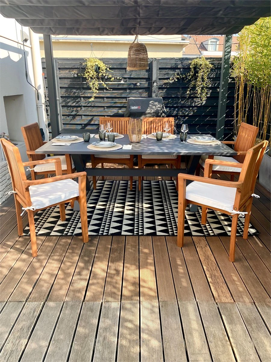 Mesa De Jardín De Metal Gris 200 X 105 Cm CASCAIS 11 Mesa De Jardín De Metal Gris 200 X 105 Cm CASCAIS - Imagen 9