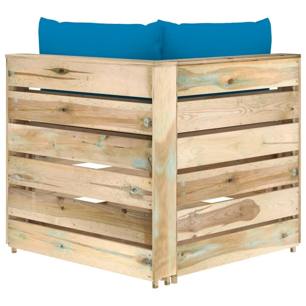 Sofá De Jardín De 2 Plazas Con Cojines Madera Impregnada Verde VidaXL 8 Sofá De Jardín De 2 Plazas Con Cojines Madera Impregnada Verde VidaXL - Imagen 6