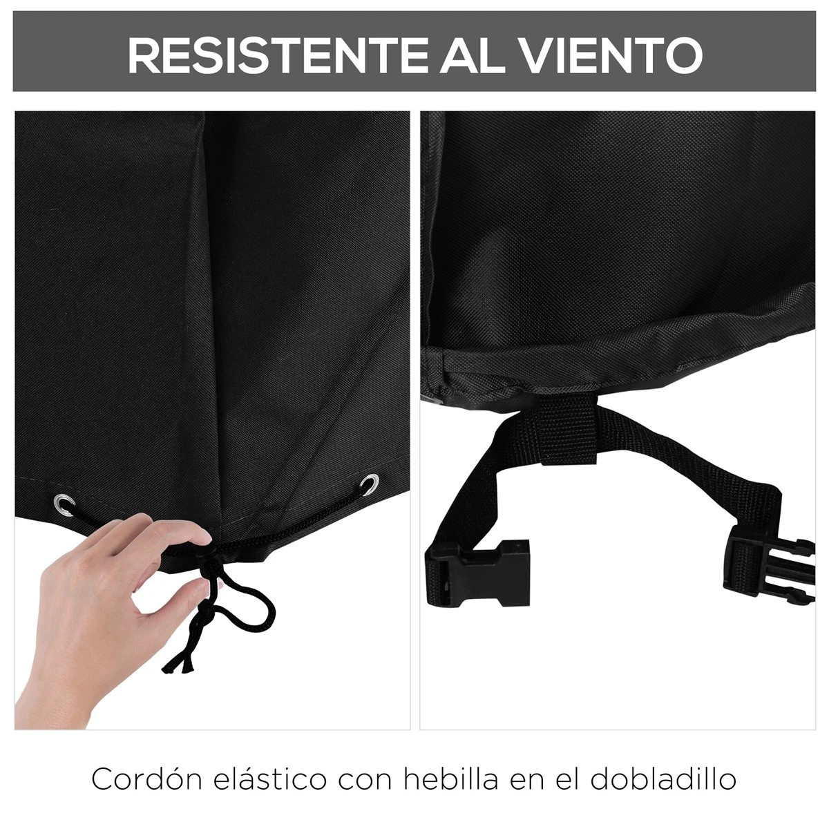 Outsunny Funda Protectora Para Muebles De Jardín En Forma De L Cubierta Para Sofás Exterior Con Hebillas De Tracción Tela Oxford 600D Impermeable 260x192x82 Cm Negro 7 Outsunny Funda Protectora Para Muebles De Jardín En Forma De L Cubierta Para Sofás Exterior Con Hebillas De Tracción Tela Oxford 600D Impermeable 260x192x82 Cm Negro - Imagen 5