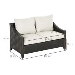 Outsunny Sofá De Ratán De 2 Plazas Sofá De Jardín Exterior Con Cojines Acolchados Almohadas Con Cremallera Y Pies Ajustables Para Terraza Balcón Patio 132x70x74 Cm Marrón -Jardín Muebles Ventas d70225ad3300398b34b8be742dbba53aa556bd23 9fbce7c0f3894342b768ff8a3e58a540