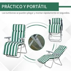 Outsunny 2 Tumbonas Plegables De Jardín Sillas De Gravedad Cero De Acero Con Cojín Acolchado Respaldo Ajustable En 5 Posiciones Y Reposapiés 60x75x50-102 Cm Rayas Verde -Jardín Muebles Ventas d80bea0732a59b2330736744412e7ade7b5aedb4 3c34b6924c1c42c3a437e53365446560