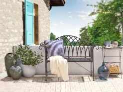 Banco De Jardín De Metal Negro/blanco Crema 130 Cm MILAZZO