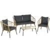 Outsunny Conjunto De Muebles De Ratán Para 4 Personas Muebles De Jardín 4 Piezas Con Sofá De 2 Plazos 2 Sillones Mesa De Centro Y 4 Cojines Para Terraza Patio Arena -Jardín Muebles Ventas d933ad9dec655f823564b4a4bb75615f1d8ba5a2 2e2b453b7c5c48329aa1ae223dec9d51