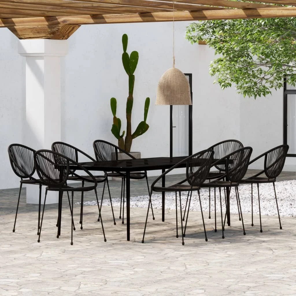 Juego De Comedor De Jardín 9 Piezas Negro VidaXL 3 Juego De Comedor De Jardín 9 Piezas Negro VidaXL