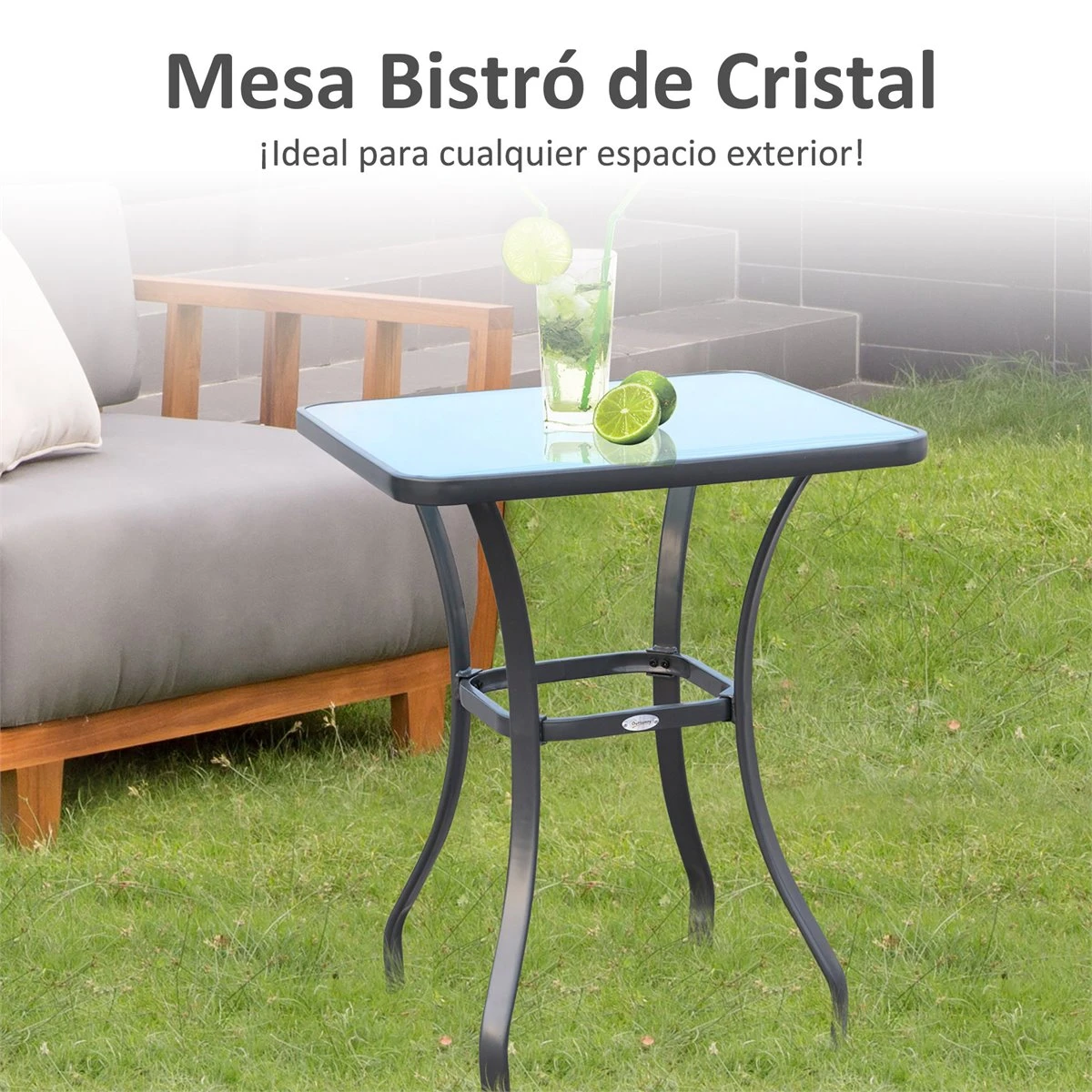 Outsunny Mesa Auxiliar De Cristal Templado Cuadrada Bordes Redondeados Mesita Cafépara Patio Terraza Balcón Negro Y Transparente 68,5x68,5x84 Cm 6 Outsunny Mesa Auxiliar De Cristal Templado Cuadrada Bordes Redondeados Mesita Cafépara Patio Terraza Balcón Negro Y Transparente 68,5x68,5x84 Cm - Imagen 4