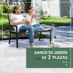 Outsunny Banco De Jardín De 2 Plazas De Plástico Banco Para Exterior Con Respaldo Reposabrazos Y Marco De Acero Para Terraza Balcón Porche Carga 240 Kg 122x65x92 Cm Gris -Jardín Muebles Ventas df5cf624ba615fe6aa368111fa316370a51bea19 065d4f316e7149daab91970e893a6fd2
