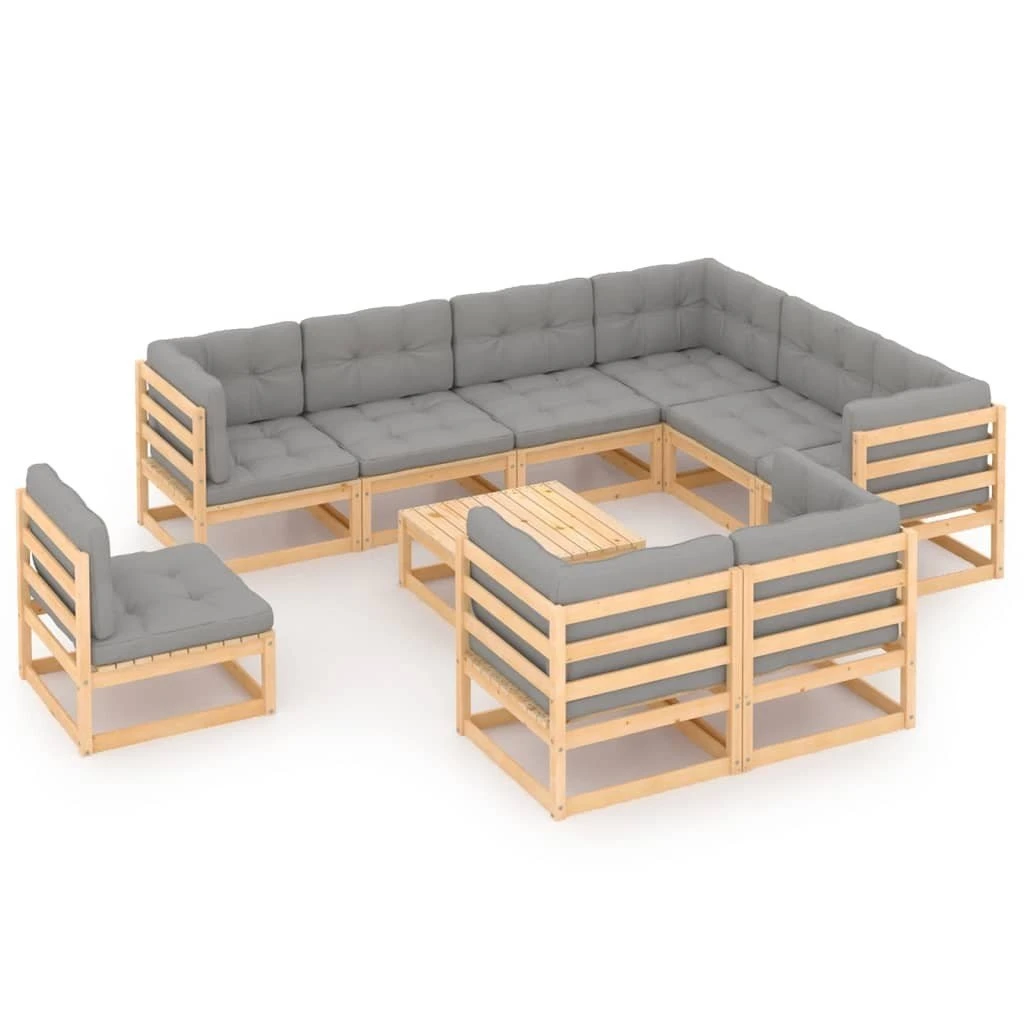 Muebles De Jardín 10 Pzas Con Cojines De Madera De Pino Maciza VidaXL 5 Muebles De Jardín 10 Pzas Con Cojines De Madera De Pino Maciza VidaXL - Imagen 3