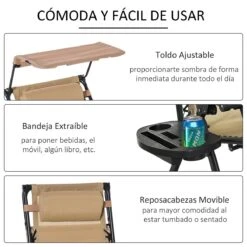 Outsunny Silla Mecedora De Jardín Plegable Tumbona Reclinable Con Techo Protección Solar Reposacabezas Extraíble Y Reposapiés Estructura De Acero 120x67x102 Cm Beige -Jardín Muebles Ventas dfc5fcdb28f40f0f9a663f5f8b92924a89ee2be8 25460ecdded3440c9a78dd5895e2e11c
