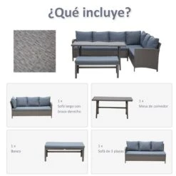 Outsunny Conjunto 4 Piezas Muebles De Ratán Espacio Amplio Con Cojines Acolchados Para Jardín O Terraza Patio 2 Sofá 1 Mesa 1 Banco De Exterior Tubo De Hierro Vidrio Templado Gris -Jardín Muebles Ventas e37bff8fce9fdd7c6ea421da3eedc345e6d2f8a5 e72ab072a75a450daad7dcac66ad2e6a