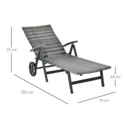Outsunny Tumbona De Jardín De Ratán 192x74x55 Cm Con Respaldo Reclinable En 7 Posiciones Reposabrazos Y Ruedas Marco De Aluminio Para Patio Terraza Balcón Gris -Jardín Muebles Ventas e87350e0c38229708c4aa5b72f5ee62e31ee506c d56dd01cc9054e8f89c7a6c856421bcd